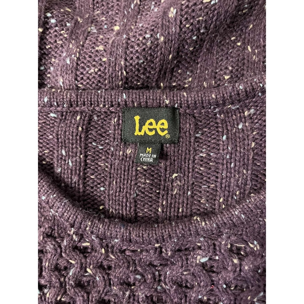 Lee Womens Purple Cable Knit Long Sleeve Pullover Sweater Medium Acrylic - Picture 3 of 4